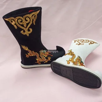 Костюмные ботинки С внутренним увеличением для танцев Hanfu Для мужчин и женщин В китайском стиле; сапоги с бантом; Свадебные туфли; ботинки для фотосъемки.