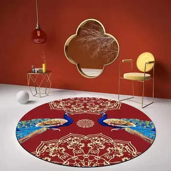 Красные круглые ковры в европейском стиле для гостиной, журнальные столики, коврики для пола, круглый ковер для детской спальни, украшение дома