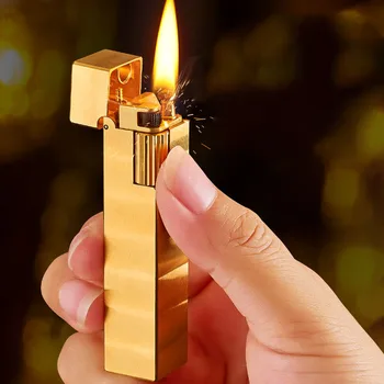 Креативная квадратная керосиновая зажигалка из чистой Меди, ретро-шлифовальный круг, прикуриватель, индивидуальность, керосиновая зажигалка, мужской подарок