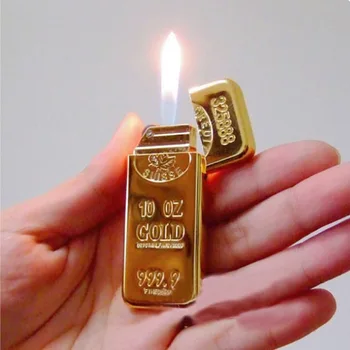 Креативные золотые зажигалки Шлифовальный круг Ультратонкая мужская зажигалка Надувная металлическая зажигалка с бутановым пламенем