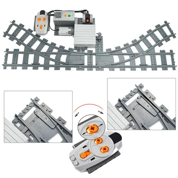 Креативный поезд с переключателем пути, моторизованный пульт дистанционного управления, Функции питания, строительные блоки 