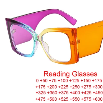 Крутые Красочные Квадратные Оправы для оптических очков для мужчин и женщин, очки с защитой от синего света, Радужные Очки, Дизайнерские очки для чтения большого размера