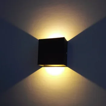 Куб COB LED Внутреннее Освещение Настенный Светильник 6 Вт Вверх и Вниз Настенный Светильник Домашнее Освещение Украшение Бра Алюминиевая Лампа Для Прикроватного Прохода
