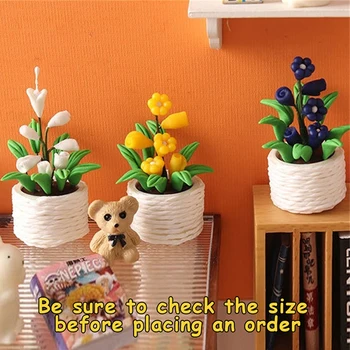 Кукольный домик 1:12 Миниатюрные растения в горшках, цветочный горшок, модель бонсай, декор для домашнего сада, игрушки, аксессуары для кукольного дома