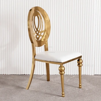 Легкие Роскошные обеденные стулья из нержавеющей стали, Современная мебель для столовой, Простой домашний стул со спинкой, Кухонный Золотой стул для ресторана