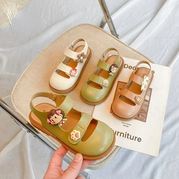 Летние сандалии для девочек 2023, новая модная повседневная детская обувь, обувь принцессы с цветочным узором, обувь для больших девочек, студенческая пляжная обувь, Zapatos Niña