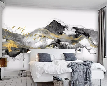 Линии ручной росписи, пейзаж, фоновые обои для телевизора, настенная роспись в китайском стиле для гостиной, спальни, 3D обои