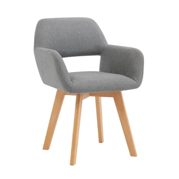 Лучший современный простой обеденный стул из льняной ткани с ножками из букового дерева для ресторана \ Комплект из 2 \ для столовой