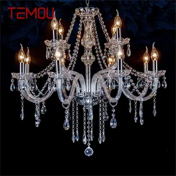 Люстра TEMOU в европейском стиле, светодиодная свеча, подвесной светильник, Хрустальное освещение, Потолочные роскошные светильники для домашнего гостиничного зала