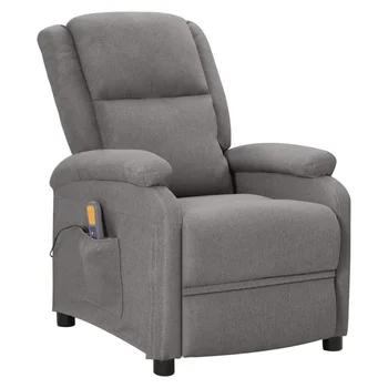 Массажное кресло с откидной спинкой из светло-серой ткани 28 
