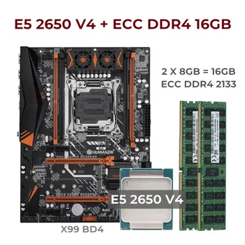 Материнская плата HUANANZHI BD4 LGA 2011-3 с комбинированным комплектом XEON E5 2650 V4 2*8G DDR4 2133 ECC памяти NVME USB3.0 ATX Сервер