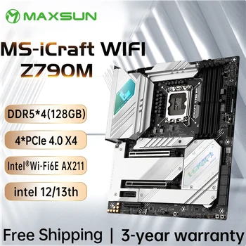 Материнская плата MAXSUN ATX iCraft Z790 WIFI RGB 4 * M.2 4 * DDR5 PCIE5.0 LGA1700 Поддерживает Материнскую плату Intel 12/13-го ядра для компьютерных игр