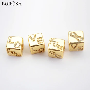 Металлические бусины BOROSA Special Symbol для изготовления ювелирных изделий, бусины из кубического циркония с микропавлением, бусины с различными узорами, бусины для браслета WX1337