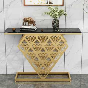 Металлический роскошный стол для веранды с бриллиантами, роскошный стол для веранды из сланцевого мрамора для гостиной, модернизированный шкаф для веранды
