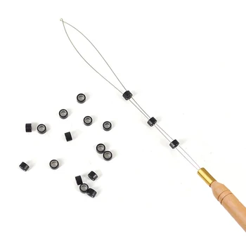 Микрокольца, петлевый инструмент, нитевдеватель, вытягивающая игла, используемая с плоскогубцами и бусинами для наращивания человеческих волос, инструменты для наращивания перьев