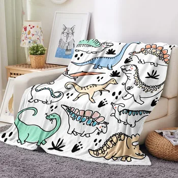 Милое флисовое одеяло с динозавром из мультфильма, постельное белье, подарок на День рождения для мальчиков, покрывало, пледы, пушистые мягкие одеяла для домашнего декора в спальне