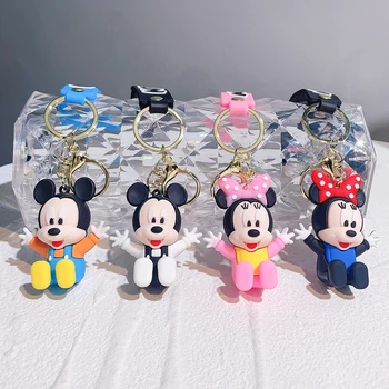 Милые детские брелки с Микки и Минни, силиконовый брелок для кукол Disney Kawaii, подвеска с мультяшной фигуркой, брелок для аксессуаров для сумок