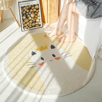 Милый круглый ковер Прикроватное одеяло для спальни Коврики для пола Детская комната Детские коврики для ползания Мультяшные коврики Коврики для кошек Машинная стирка