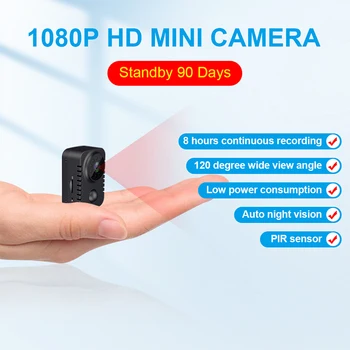 Мини-камера Full HD Беспроводные Камеры 1080P для тела Видео с обнаружением движения Камера няни в режиме ожидания Камера для записи PIR Домашняя безопасность