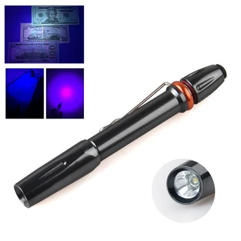 Мини-мощный светодиодный УФ-фонарик-ручка с длительным сроком службы Портативный Маленький Ультрафиолетовый фонарик для проверки работы Фонарик с батарейкой AAA