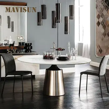 Минималистичная мебель для дома, итальянский матовый шифер, Обеденные столы для небольшой квартиры, Легкий Роскошный Круглый обеденный стол, современный