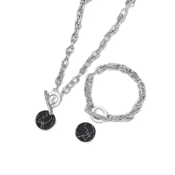 Минималистичные повседневные ожерелья-цепочки на шею для женщин, круглые мраморные подвески, хип-хоп Женская мода, ювелирное ожерелье Naszyjnik
