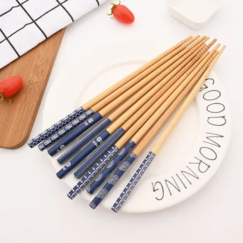 Многоразовое детское питание в японском стиле, Суши, Бамбуковые палочки для еды, 1 пара Палочек для еды из натурального дерева, Китайский Набор посуды, Кухонные принадлежности