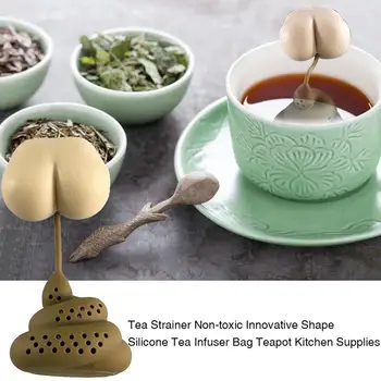 Многоразовый Силиконовый Чайник для заварки чая, Забавный Пакетик Травяного чая в форме какашки, Многоразовый Кофейный Фильтр, Аксессуары для чайного диффузора и Ситечка