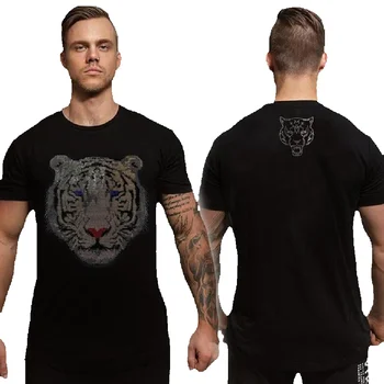 Модная брендовая мужская дизайнерская футболка со стразами, повседневные мужские однотонные топы