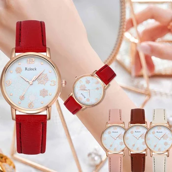 Модные женские часы с цифровым циферблатом в виде снежинки, женская простота, повседневные кварцевые часы с кожаным ремешком, аналоговые наручные часы в подарок