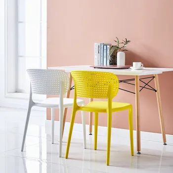 Модный утолщенный пластиковый стул со штабелируемой спинкой, семейный современный минималистичный пластиковый стул, обеденный стул для комнаты, Эргономичная мебель