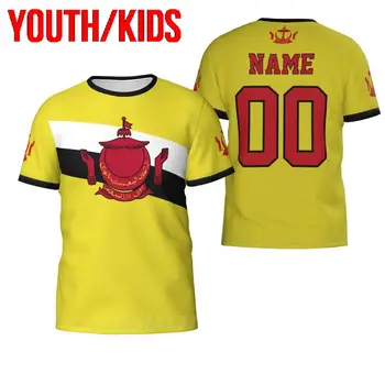 Молодежный детский пользовательский номер имени, флаг страны Бруней, 3D футболки, одежда, футболки для мальчиков и девочек, футболки, топы, подарок на день рождения, размер США