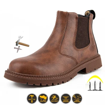 Мужская Противоударная Защитная обувь Со Стальным носком, Рабочие ботинки, Мужская Противоударная Обувь с защитой От проколов, Zapatos De Hombre