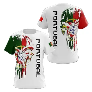 Мужская футболка с 3D-принтом Национального Герба Португалии, Памятная Рубашка С Короткими Рукавами И Круглым вырезом, Летняя Персонализированная Одежда