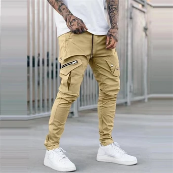 Мужские брюки-карго, повседневные модные узкие шаровары с эластичной резинкой на талии, брюки для бега
