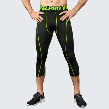 Мужские профессиональные укороченные брюки для фитнеса, бега, спортивные колготки, Быстросохнущие тренировочные дышащие эластичные брюки-капри