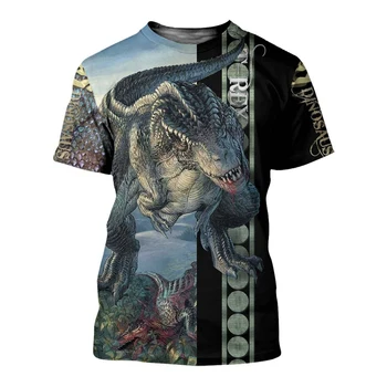 Мужские футболки с изображением динозавра для мужской одежды, футболки оверсайз, футболки Унисекс с 3D принтом, Летние повседневные модные топы с коротким рукавом