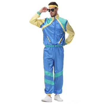 Мужской винтажный костюм хиппи 80-х годов в стиле ретро, хип-хоп, диско-вечеринка, косплей, маскарадное платье, одежда для Хэллоуина
