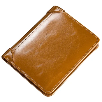Мужской кожаный кошелек с RFID-блокировкой, карман для монет, окошко для удостоверения личности, винтажный деловой держатель для кредитных карт