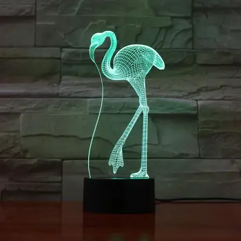 Мультяшный 3D Фламинго 7-Цветный Градиентный ночник с затемнением 3D Светодиодная настольная лампа Новинка Luminaria Decor Подарок для свадебной вечеринки 741