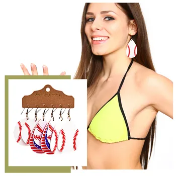 Набор сережек в форме спортивного шара, женские аксессуары для волос, каплевидные серьги, Многослойные серьги-кольца в западном стиле, жемчужные серьги-клипсы