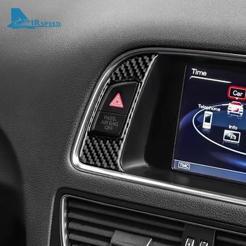 Наклейка на панель кнопки аварийного освещения автомобиля из настоящего углеродного волокна для Audi Q5 2009-2014 2015 2016 Внутренняя отделка автоаксессуаров