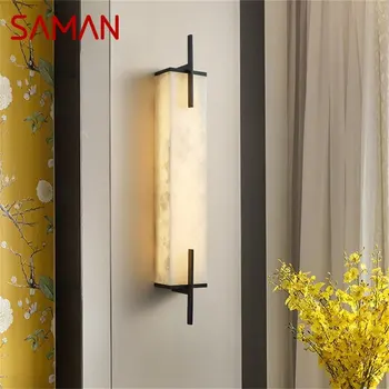 Настенные светильники SAMAN Brass для помещений, Современная спальня, Роскошная мраморная светодиодная лампа, Балкон для домашнего коридора