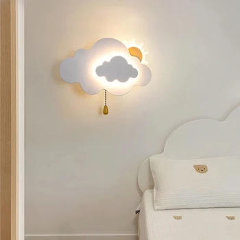 Настенные светильники для детской спальни Sun Cloud Night Light LED Современный минималистичный декор детской комнаты для мальчиков и девочек, прикроватные настенные светильники