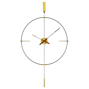 Настенные часы Современные металлические часы с маятником Настенный Домашний декор Золотые Бесшумные Часы Идеи подарков для гостиной Спальни