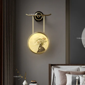 Настенный светильник в современном китайском стиле, лампа для гостиной, прикроватная лампа для спальни, лампа для чайной комнаты в китайском стиле, лампа для кабинета