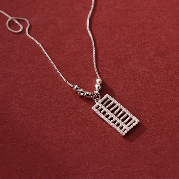 Настоящее серебро 925 пробы, ожерелье с подвеской-счетом в китайском стиле, винтажное полое ожерелье, гипоаллергенные украшения для женщин