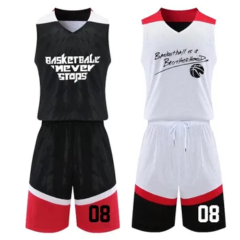 Настраиваемые мужские и женские комплекты из двухсторонней баскетбольной майки, спортивный комплект одежды, Дышащая форма из реверсивной баскетбольной майки