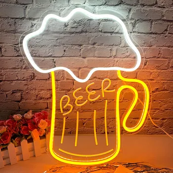 Неоновая светодиодная лампа в форме пива, дизайн Cheers, Подвесной художественный акриловый ночник, место проведения вечеринки, ресторан, бар, настенные светильники для украшения стен