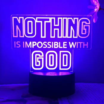 Нет ничего невозможного с Богом, Прикроватный столик, Ночные светильники, Подставки, Светодиодная лампа для религии, Подарок для спальни к Празднику